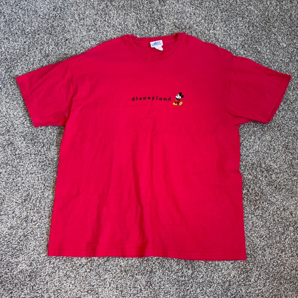 Disney Youth XL Red T-Shirt Embroidered Disneyland Mickey Mouse Vintage Y2K